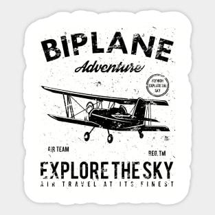 Biplane Adventures, Retro/Vintage Design Sticker